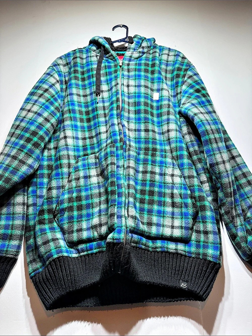 es vintage Plaid Fleece Jacket Size Medium
